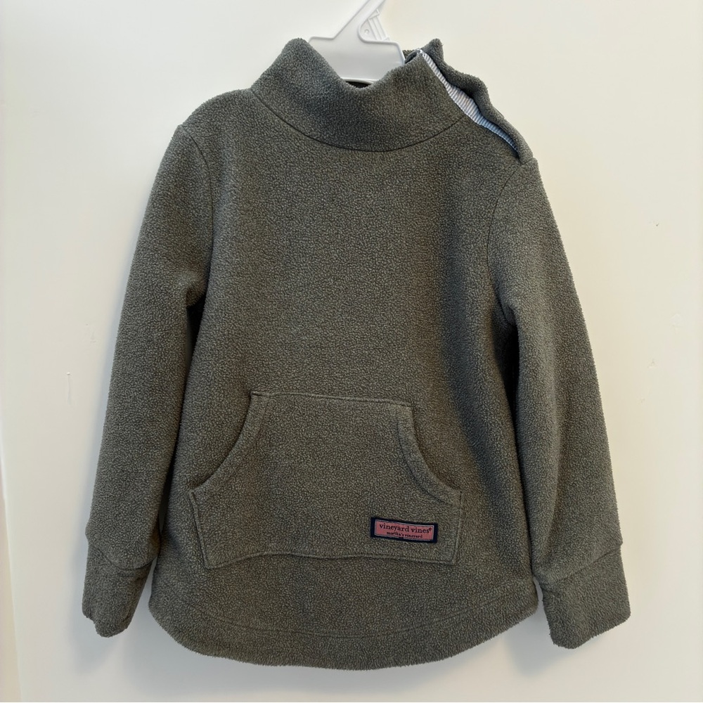 Vineyard Vines Kids Olive Green Fleece Pullover Hoodie